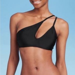 Wild fable Black Asymmetrical One Shoulder Cut Out Bikini Top